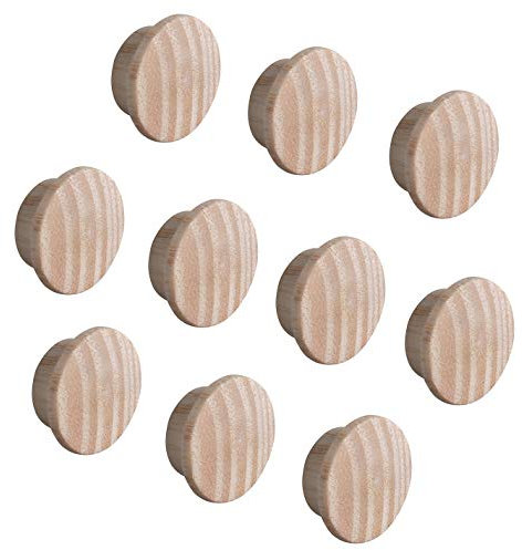 Gedotec Abdeckkappen rund Loch-Abdeckungen Holz Rohrstopfen universell - H1137 | Esche Natur | Holz-Kappen für Blind-Bohrung Ø 12 mm | Gesamt Ø 17 mm | 20 Stück - Lochkappen für Möbel & Schrauben