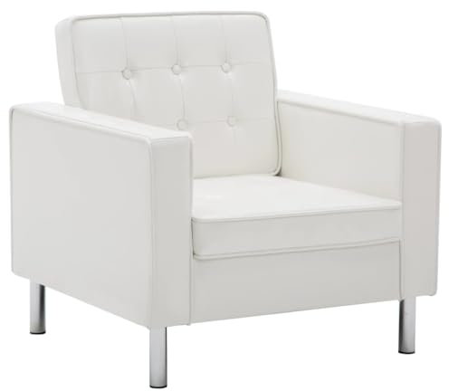 vidaXL Chesterfield Sessel Kunstleder-Polster Weiß Loungesessel Clubsessel