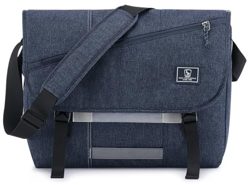 OIWAS Messenger Bag for Women - Canvas 15.6 Inch Laptop Satchel Computer Briefcase Mens Crossbody Bag School Backpack (15.6 Inch, Blue)