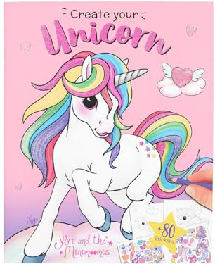 Depesche 10534 Ylvi - Malbuch Create your Unicorn, Ausmal-Buch mit 24 Einhorn-Motiven und 80 Stickern zum Verzieren, ca. 26 x 21 cm