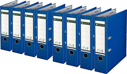 Leitz 1010 Qualitäts-Ordner Kunststoff breit mit patentierter 180º Präzisionsmechanik (8er Pack, 8 cm breit, nachtblau)