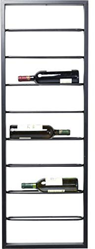 Kare Design Hängeweinregal Bistro Schwarz, Wandregal mit 8 Ebenen, Stahl, Hängendes Regal für den Weinkeller und Küchenbereich, Wohnzimmer Regal, Aufbewahrung, 120x42x6 cm (H/B/T)