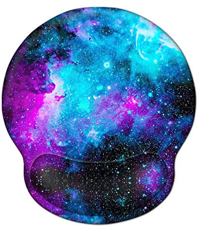 ToLuLu Mouse Pad with Wrist Rest Support, Gel Cute Ergonomic Mouse Mat Non Slip Rubber Base Mousepad, Mouse Wrist Rest Pad for Laptop Computer Home Office Working Gaming Comfy Pain Relief, Galaxy