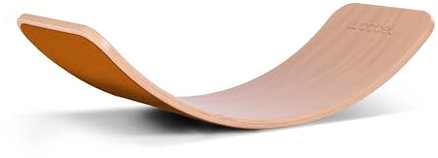 Wobbel Original Roest ( Bruin) - Blank gelakt Houten Balance Board Van 90 cm met Bruin wolvilt
