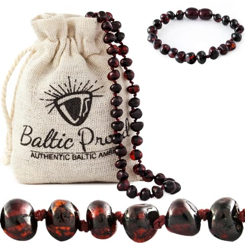Baltic Amber Necklace & Bracelet Gift Set (Unisex Cherry 12.5/5.5)