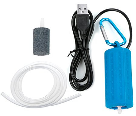 Kcnsieou Ahorro de energía portátil Mini USB acuario pecera tanque de oxígeno bomba de aire silenciar ahorro de energía compresor