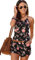 JFAN Monopezzi E Tutine Jumpsuit da Donna Causale Elegante Floreale Canotta Pantaloni Corto Tuta Estivi Canottiera Corti Crop Top Magliette Nero XL