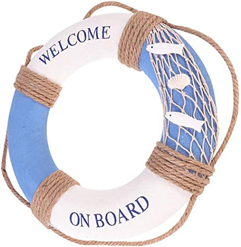 Shiwaki Durchmesser 30cm Blau Nautischer Rettungsring Nautischer dekorativer Rettungsring Nautischer Rettungsring Ring Wandtürbeh nge Dekor (Fisch)