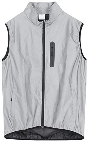 Fahrradweste Herren Reflektierend,Radweste Herren Sommer,Winddichte Atmungsaktiv Fahrrad Weste,Wasserdicht Reflektierend Laufweste,Netz Sport Weste,für MTB Sleeveless Radfahren(Size:XXXL,Color:Silber)