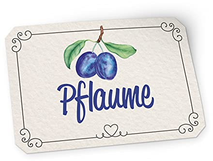 itenga 50x Marmeladenetiketten selbstklebend – 4,5 x 3 cm – aus hochwertigem Hammerschlagpapier – beschreibbare Aufkleber für Marmelade, Eingemachtes & Selbstgemachtes (Pflaume)