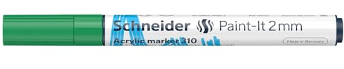Schneider 120104 Paint-It Acrylstift (mit 2 mm Rundspitze, hochdeckende Acrylfarben für Holz, Leinwand, Stein uvm.) 1 Stück, grün