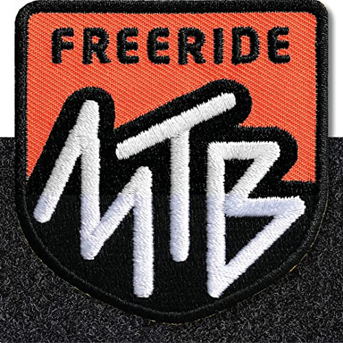 MTB Mountainbike Klett-Patch gestickt/Patch Patches mit Klett Aufnäher Abzeichen Applikation auf Kleidung Rucksack/freeride Neon