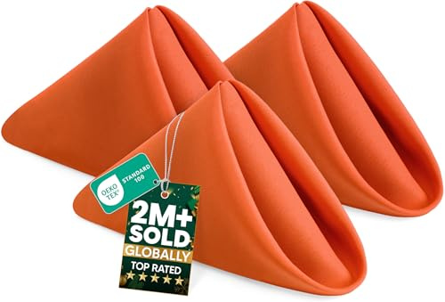 Utopia Home Orange Stoffservietten (12 Stück, 50,8 x 50,8 cm), Thanksgiving, ideale Abendessenservietten für Halloween, Thanksgiving, Party, Hochzeit und Mittag-/Abendessen