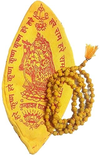 Exklusives Global Set von Tulsi Haldi Japa Mala 108 + 1 Holy Basilikum Perlen & Gomukhi Japa Mala Tasche
