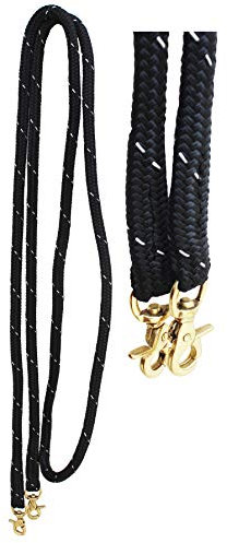CHALLENGER Horse Horse Horse 607RT02BK10 Western-Nylon-geflochtene Zügel, Messing-Druckknöpfe, 3 m