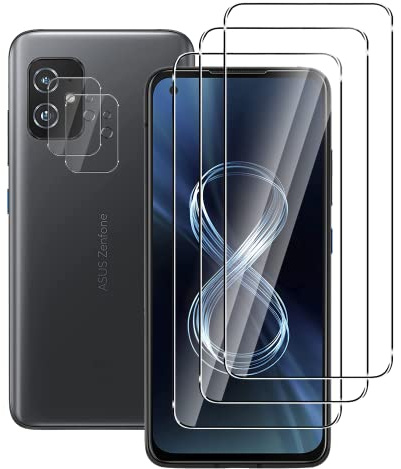 FWang Lot de 3 Verre Trempé Compatible avec Asus ZenFone 8,9H Dureté,Anti-Rayures,sans Bulles,HD,2 Pièces Caméra Arrière Protecteur pour Asus ZenFone 8