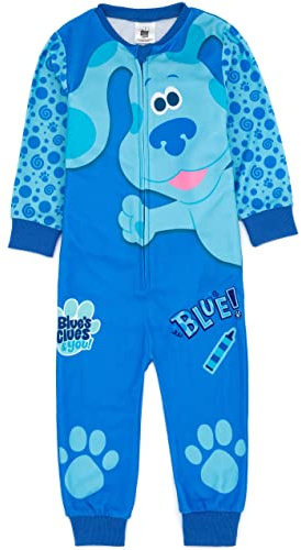 Blue's Clues And You Kids Onesie | Toddlers Blue All in One Fleece Loungewear | Puppy All Over Print Kids Pyjama PJs Sleepsuit Nightwear for Boys | Pajama Merchandise Gift for Children