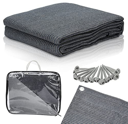 Jopassy 3 x 5 m Vorzeltteppich Outdoor Camping Teppich Zeltteppich mit 12 Löchern, 13 Heringe und Tragetasche HDPE Zeltunterlage Atmungsaktiv Campingteppich rutschfest Campingmatte Grau Blau