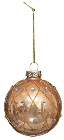 FEERIC LIGHTS & CHRISTMAS - Glas Weihnachtskugel 70mm barock Glitter - Champagne