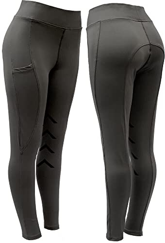 Womens Riding Tights Horse Riding Leggings Ladies Girls Riding Tight Silicone Knee Patch With Phone Pockets Jodhpurs /Gym/Yoga Leggings (as8, waist, numeric_32, regular, regular, GREY, Skinny)