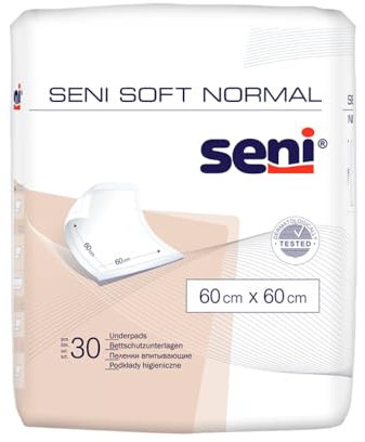 4x Seni Soft Normal Bettschutzunterlage, 60 x 60 cm - 30 Stück - 5900516057671 | Packung (30 Stück)
