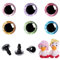 MUCUNNIA 60 Stück 16 mm glitzernde Kunststoff-Sicherheitsaugen für Amigurumi, runde Augen zum Basteln, Häkeln, Puppenaugen mit Unterlegscheiben, Stofftieraugen für DIY-Bastelarbeiten (6 Farben)
