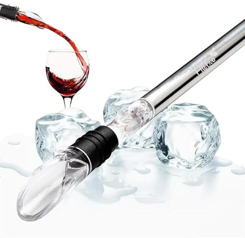 AllEco® Weinkühlstab mit Ausgießer & Dekantierer - 3-in-1 Weinkühler Stab aus Edelstahl, Wein Zubehör, Flaschenkühler, Sektkühler - Geschenk für Männer & Frauen - Garten Gadgets & Outdoor Liebhaber