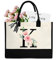 sundee Personalisierte Strandtasche aus Segeltuch mit Innentasche mit Reißverschluss, monogrammierte Geschenktasche für Hochzeit, Geburtstag, Urlaub, Schwarzer Buchstabe K, One Size