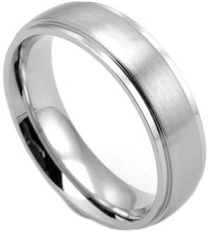 Verlobungsring Edelstahl, Matte Ring-Stufenkanten aus Edelstahl für Unisex Silber, Größe 54 (17.2)