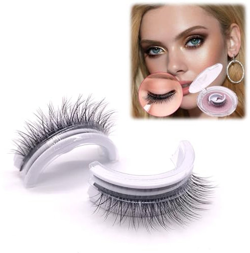 Vordpe 1 paio di ciglia autoadesive riutilizzabili, ciglia artificiali, senza colla, naturale, curling 3D, facile da indossare, impermeabile ciglia finte (naturale)