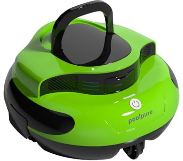 POOLPURE Poolroboter, 120 Minuten kraftvolle Reinigung, Doppelmotor, IPX8 wasserdicht, LED-Anzeigen, kabelloser Poolroboter mit Batterie, oberirdische/eingebaute Flache Pools