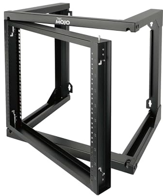 Tecmojo 9U Wandhalterung, Server-Rack, offener Rahmen, Server-Rack, Netzwerk-Rack für 48,3 cm (19 Zoll) Computer/AV/Daten/IT/Medien-Ausrüstung, 45,7 cm Tiefe, 40,6 cm Abstand Befestigungslöcher,