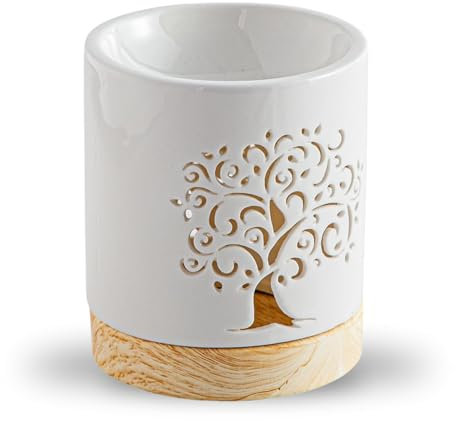 Brûle-Parfum Céramy Life Tree -Brûleur Cire Fondant parfumé- Objet Artisanal Porte-Bonheur -Aromathérapie Facile - Diffuseur de Fragrance - Déco Cadeau Symbolique - 50ml - H 10,5cm – Zen’Arôme