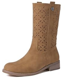 QUEEN HELENA Stivali Bassi Traforati Stivaletti Casual Donna X30-109 (Marrone, Sistema Taglie Calzature EU, Adulto, Donna, Numero, Media, 37)