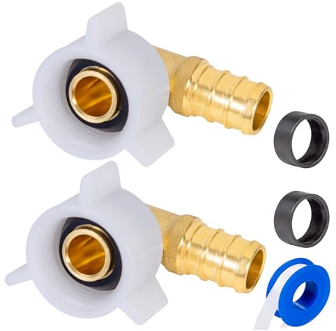 Breezliy PEX 1/2 x 1/2 NPT Female Threaded Swivel Elbow NPSM Brass Crimp Fittings, Pex Fittings 1/2 inch 90 Degree Swivel Female Adapter For RV Pex Faucet Connector(2PCS 1/2 Elbow)