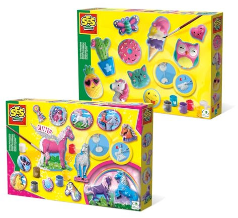 SES Creative Gips gießen Vorteilspaket fröhliche Figuren und Fantasiepferde