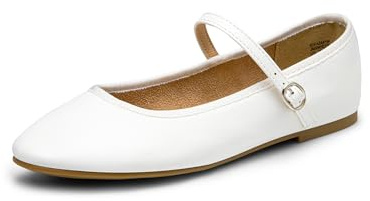 DREAM PAIRS Ballerinas Damen Mary Jane Schuhe,Size 39,Weiss-Pu