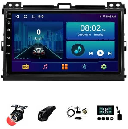 BOJONTN 9 Pollici 2 DIN Android 13 Auto Stereo Radio per Toyota Land Cruiser Prado 120 LC120 2003-2009 con Car Play Senza Fili GPS Telecamera Posteriore Comandi al Volante Bluetooth(T1[1+16G])