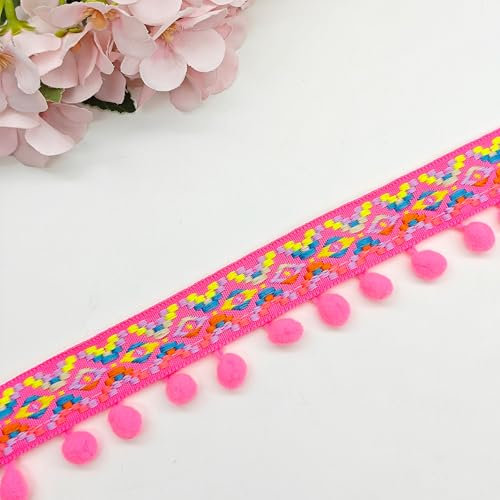 5.6 Meter Quaste Trim Band Pompon Borte Fringe Pompoms Bunt Fransen Quasten Trim Fransen Spitzenborte Pomponborte Pom Bommelborte Pom Poms Balls Fransenbesatz FüR Heimwerker NäH ZubehöR Dekoration (F)