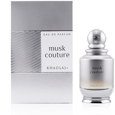 Musk Couture 100ml Eau de Parfum by Khadlaj – Fragrance with Fresh Bergamot Jasmine Hyacinth Tart Rhubarb Elegant Lily of the Valley Warm Amber Sensual Musk & Tonka
