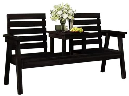 ZPRYZHD 2-Sitzer-Gartenbank, Allwetter-Terrassenpark-Veranda-Bank, Outdoor-Loveseat Mit Rückenlehne Und Armlehnen (für Balkon/Pool/Hinterhof), Outdoor-Bank(Black)
