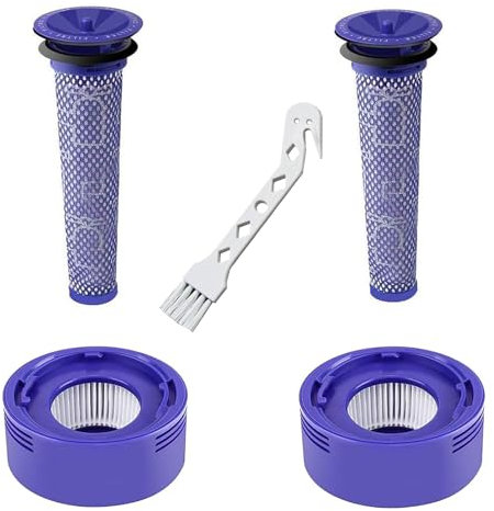 Confezione da 4 filtri di ricambio per aspirapolvere Dyson V8 Absolute, V7 Absolute, V7 Motorhead, V7 Animal, 2 filtri post motore e 2 filtri pre HEPA di ricambio, confrontare con la parte #