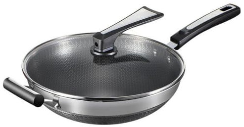 BGFYUSF Padella in Acciaio Inossidabile 316， pentola Antiaderente， Padella per Verdure a Cinque Strati per Uso Domestico， pentola a Nido d'Ape，D-30CM