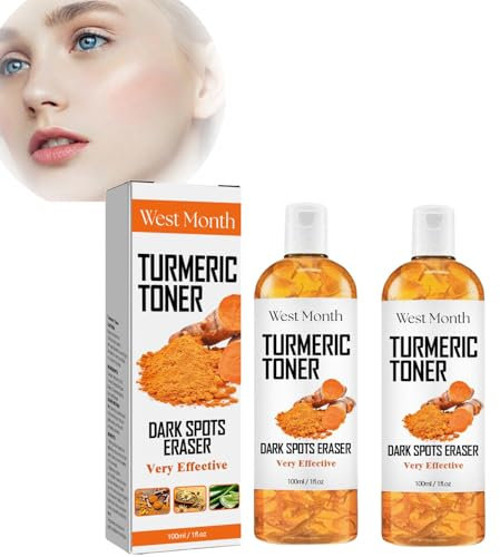 Kurkuma Toner, Gesichtswasser, Poren Verkleinern, Für Hautschutz und Feuchtigkeitsspendung, Aufhellender Anti-Aging-Toner, Repariert Mattheit und Akne, mit Niacinamid (2 Stücke)