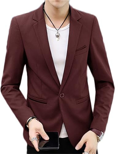 ZH8FCHAN Blazer para Hombres, Chaqueta de Traje de Pecho único, Chaqueta Deportiva Casual y Ligera, Adecuada para el Uso Diario
