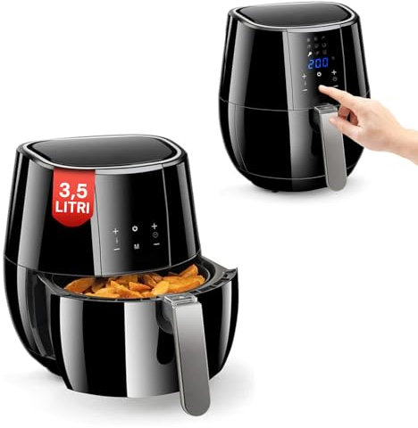 Wintem Friggitrice ad Aria Digitale Senza Olio 1500W - Cestello di 3,5L Removibile - 9 Programmi preimpostati per Diverse Esigenze di Cottura - Display Controllo della Temperatura