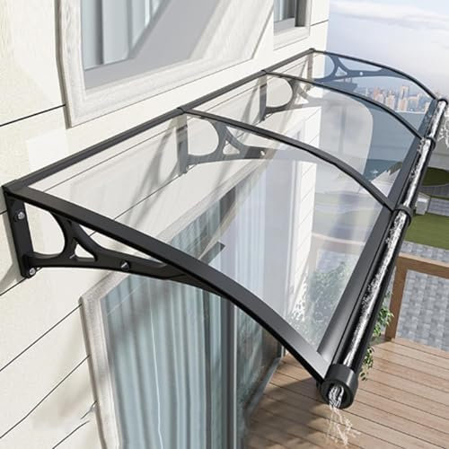 Vordach Für Haustür Mit Seitenteil Rinne Aluminium Metallgestell Vordach Haustür Balkon Regenschutz überdachung für DraußEn Terrasse,Balkon,Garten,Hauseingang