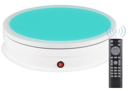 Andoer Plato giratorio eléctrico, soporte eléctrico giratorio de 360°, plato giratorio eléctrico para fotografía con luz RGB, mando a distancia para pantallas de productos, espectáculos de vídeo en