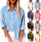 AEGJEGVD Chemise en Lin Femme été Haut Chic et ÉLéGant Coton Lin T-Shirt Manche Longue Col en V Chemisier Tunique Tops avec Boutons DéContractéS Ample Chemisiers et Blouses Vetement Solde 2025