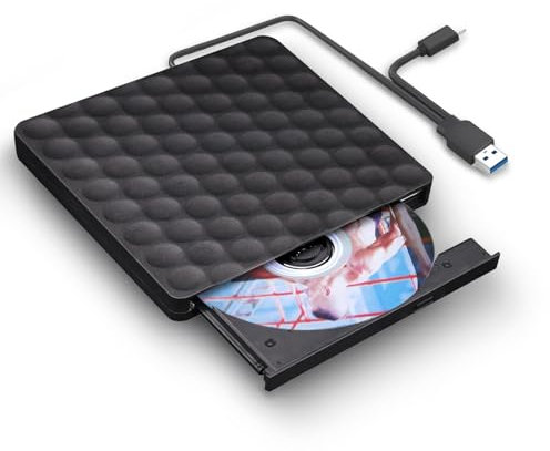 XIAOXIN Lettore CD DVD Esterno Portatile, Masterizzatore DVD Esterno, Lettore CD Esterno per Pc Desktop Tower, Disco Esterno Ultra Slim USB 3.0, compatibile con Windows 11/10/8.1/7/XP, Linux e Mac OS